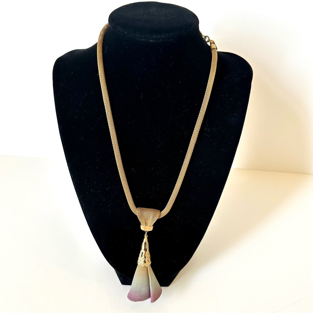 SARAH CAVENDAR Metalworks Gold Mesh Statement Necklace